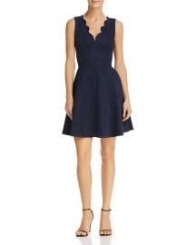 AQUA Scalloped Faux Suede Dress navy at Bloomingdales